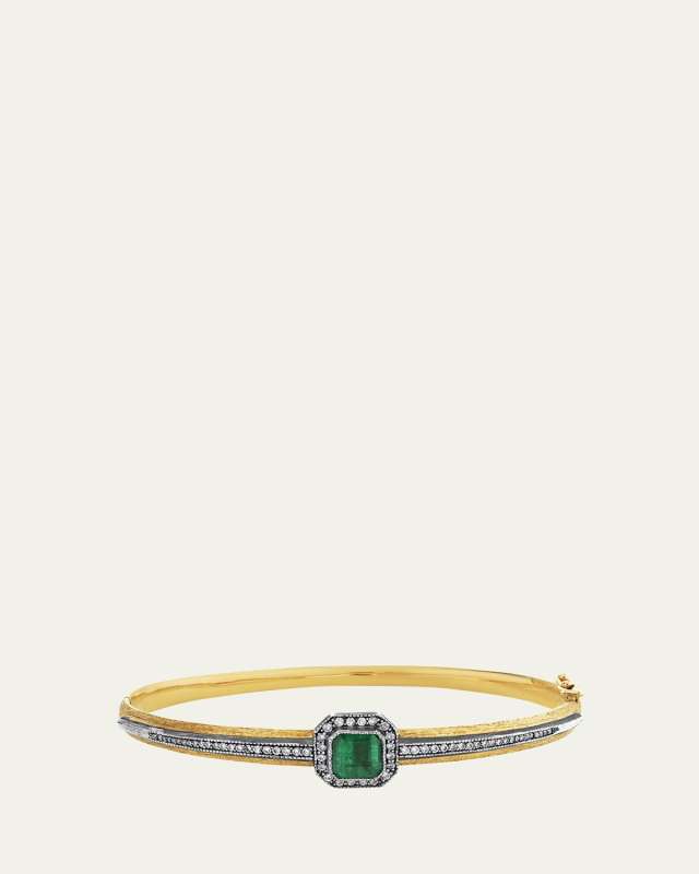 Square Emerald and Diamond Bracelet